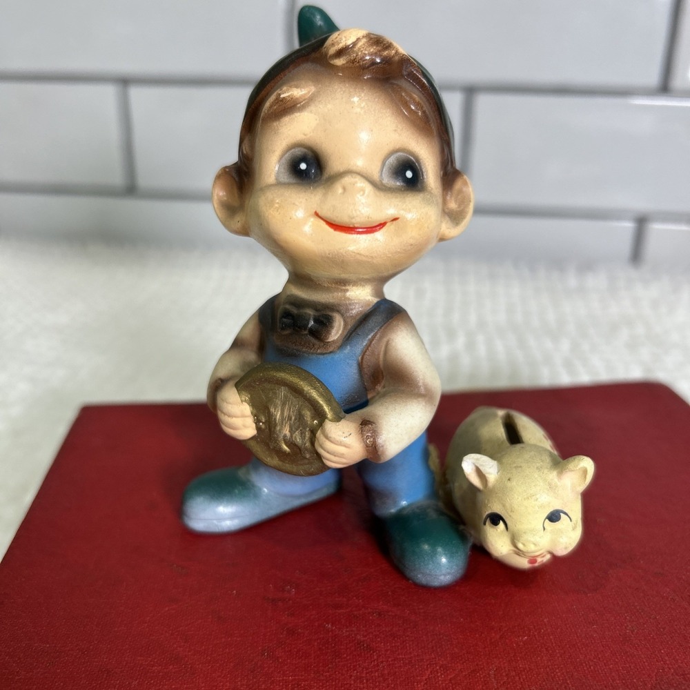 JOSEF ORIGINALS Leprechaun Boy With Coin Piggy Bank Wee Folks Elf Figurine Japan